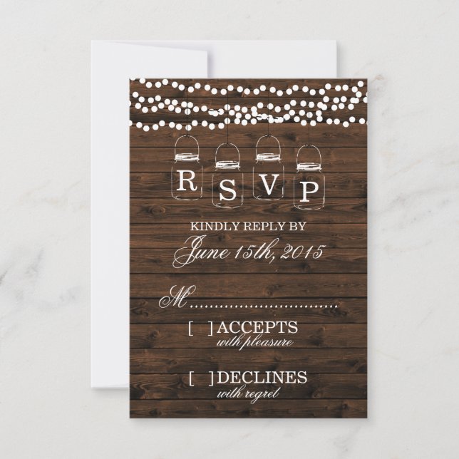 Mason Jar Wedding RSVP Card (Front)