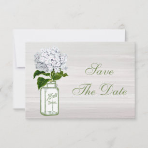 Mason Jar & White Hydrangea Save The Date Wedding