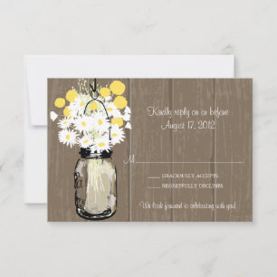 Mason Jar Wild Daisies & Billy Balls  RSVP Card