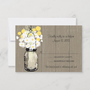 Mason Jar Wild Daisies & Billy Balls  RSVP Card