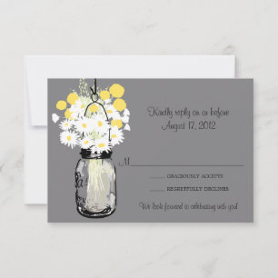 Mason Jar Wild Daisies & Billy Balls  RSVP Card