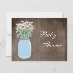 Mason Jar & Wild Flowers Rustic Baby Shower Invitation
