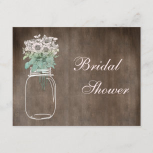 Mason Jar & Wild Flowers Rustic Bridal Shower Invitation