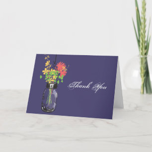 Mason Jar & Wild Flowers Thank You Card