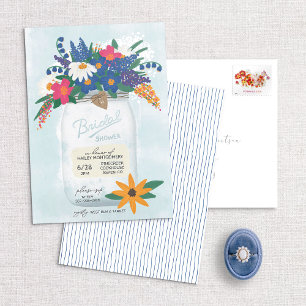 Mason Jar & Wildflowers Bridal Shower Invitation