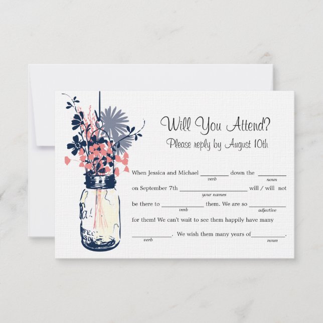 Mason Jar Wildflowers LIB RSVP (Front)