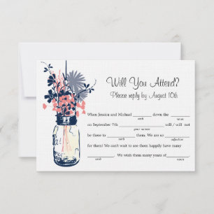 Mason Jar Wildflowers LIB RSVP Card