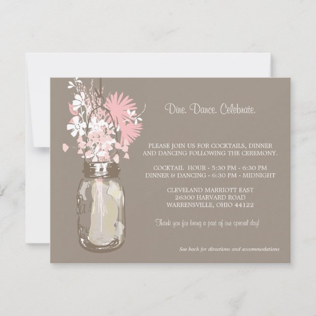 Mason Jar & Wildflowers Reception Invitation (Front)