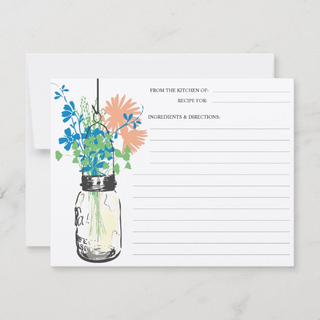 Mason Jar & Wildflowers Recipe Card (Front)