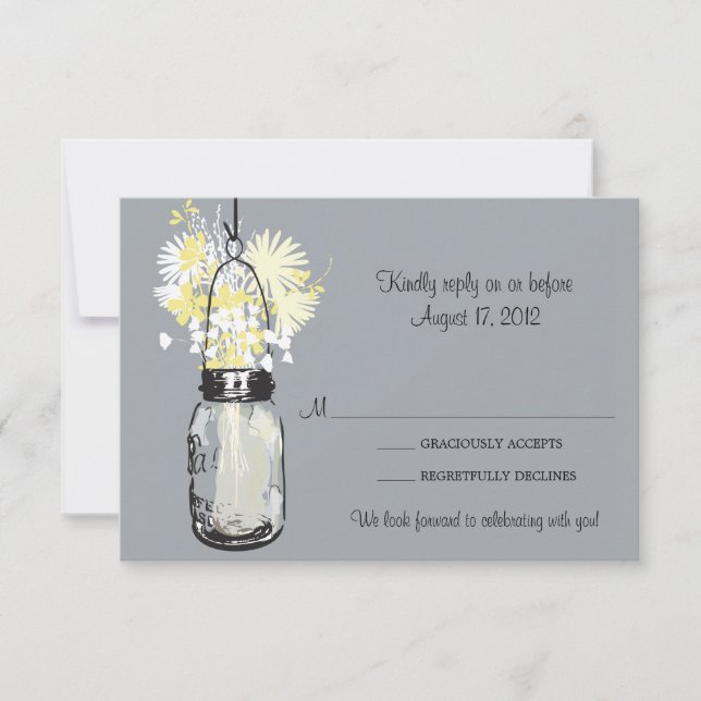Mason Jar & Wildflowers RSVP Card (Front)