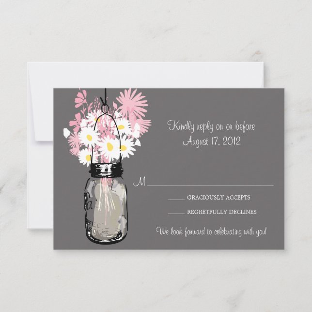 Mason Jar & Wildflowers RSVP Card (Front)