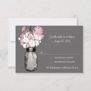 Mason Jar & Wildflowers RSVP Card