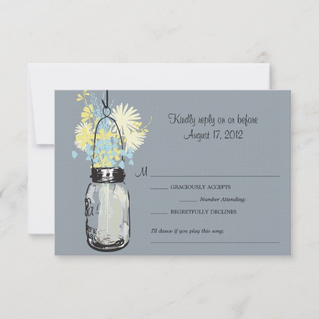 Mason Jar & Wildflowers RSVP Card (Front)