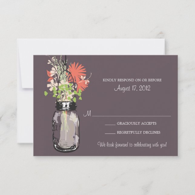 Mason Jar & Wildflowers RSVP Card (Front)