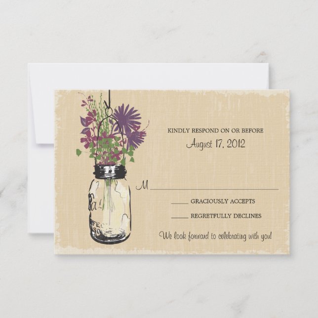 Mason Jar & Wildflowers RSVP Card (Front)