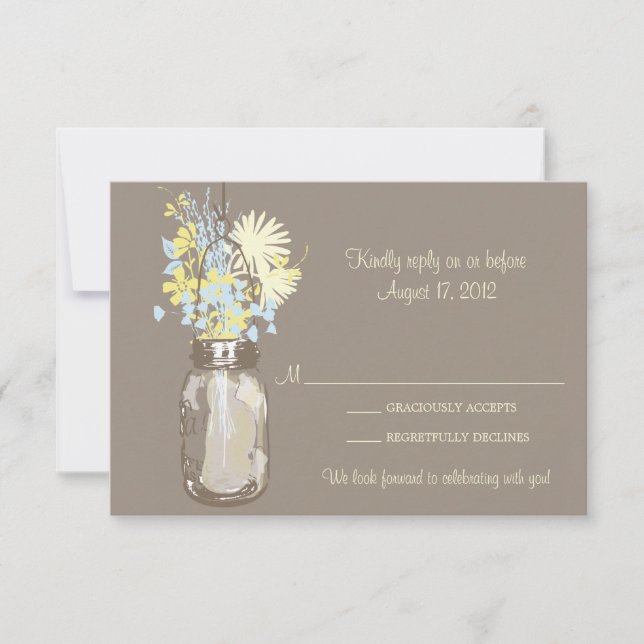 Mason Jar & Wildflowers RSVP Card (Front)