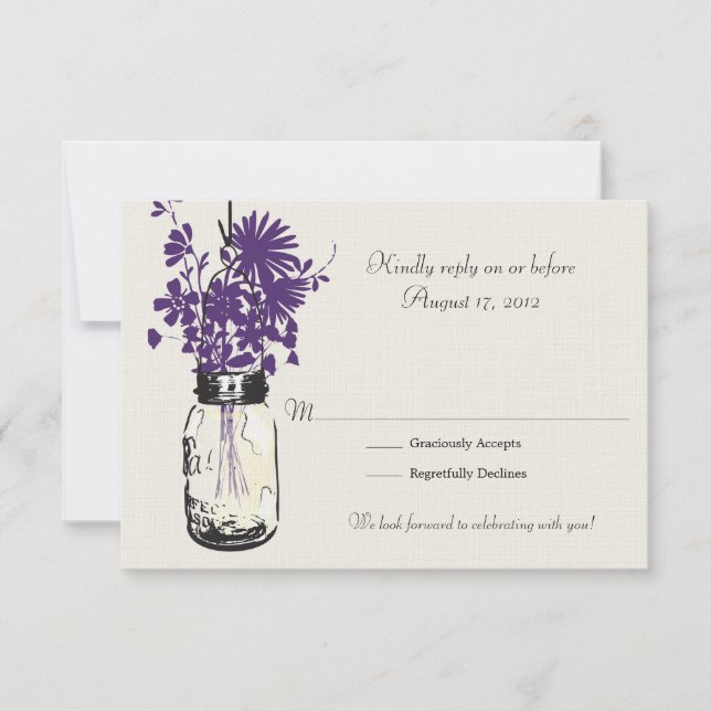 Mason Jar & Wildflowers RSVP Card (Front)