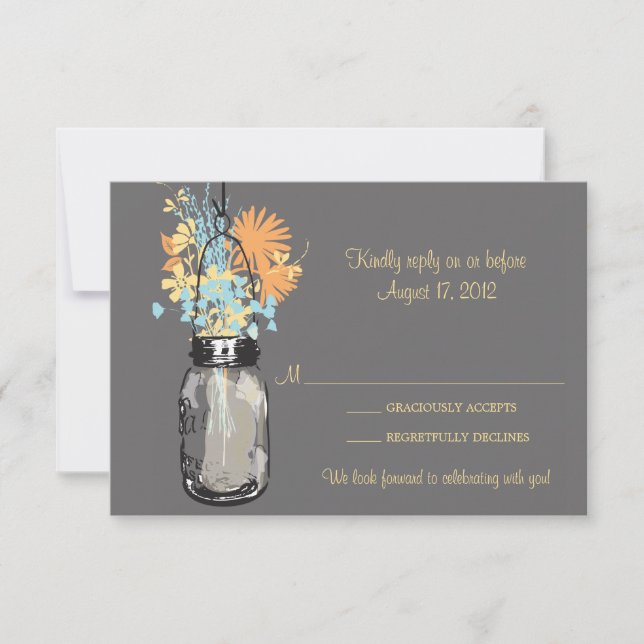 Mason Jar & Wildflowers RSVP Card (Front)