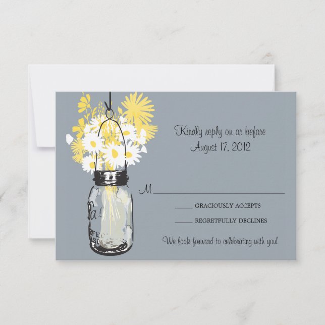 Mason Jar & Wildflowers RSVP Card (Front)