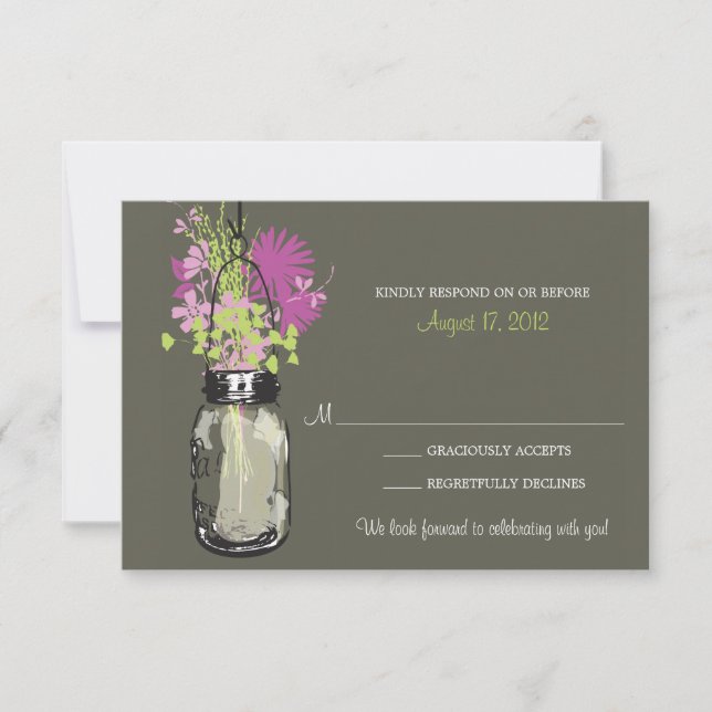 Mason Jar & Wildflowers RSVP Card (Front)
