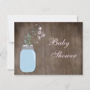 Mason Jar & Wildflowers Rustic Baby Shower Invitation