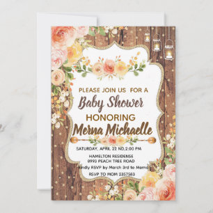 Mason Jar with a rustic flowers invitation