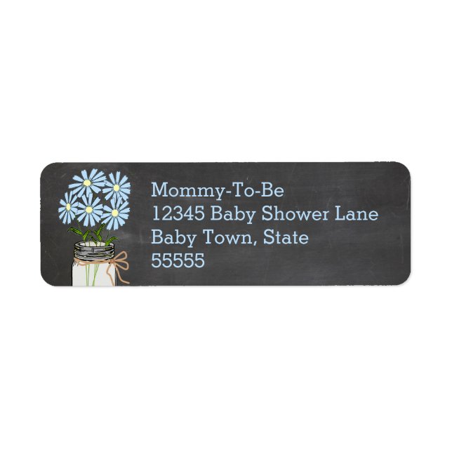 Mason Jar with Blue Flowers Chalkboard Look (Front)