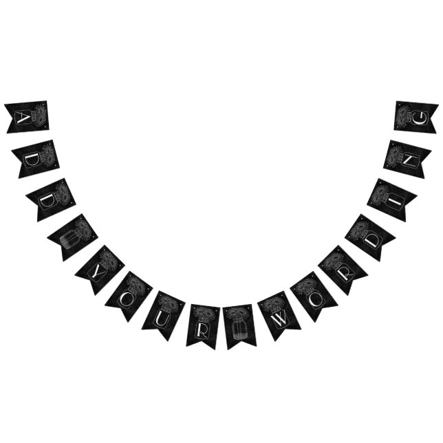 Mason Jar with Daisies on Chalkboard Wedding Bunting (All)