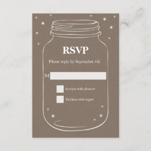 Mason Jar with Fireflies Wedding RSVP Linen