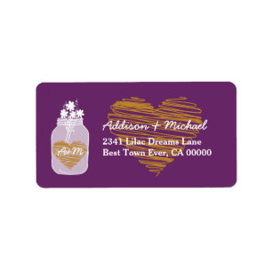 Mason Jar with Flowers and Hearts Wedding A12 Label