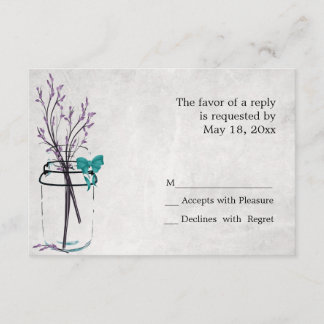 Mason Jar with Purple Branches -  RSVP Cards