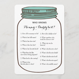 Mason Jars 2x Baby Shower Game- Advice   Who Knows Invitation