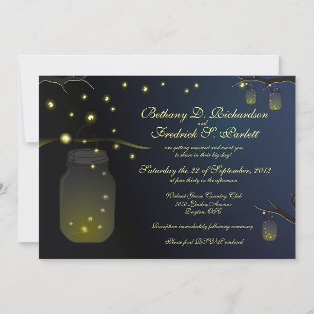 Mason Jars and Fireflies at Dusk Invitation (Front)
