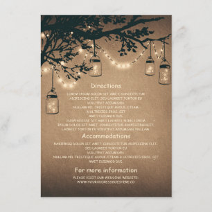 mason jars and fireflies wedding information cards