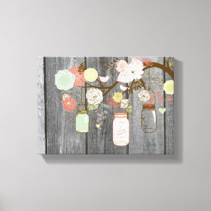 Mason Jars and Flowers Canvas Print