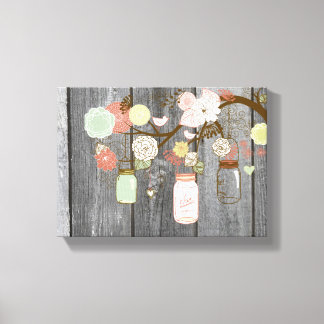 Mason Jars and Flowers Canvas Print
