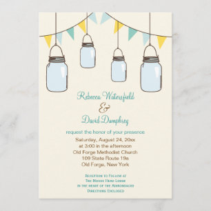 Mason Jars Country Theme Wedding Invitation