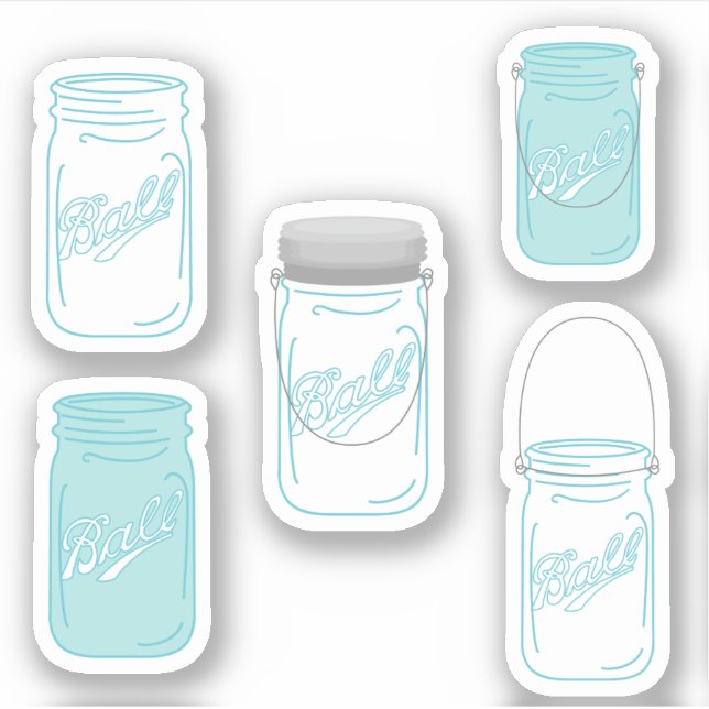 Mason Jars Custom Rustic Wedding Sticker Set (Front)