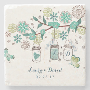 Mason Jars Garden Wedding   Custom Marble Coaster