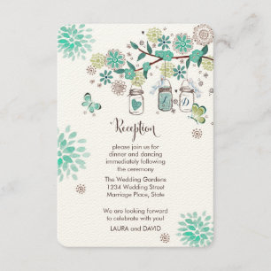 Mason Jars Garden Wedding Reception Programm Card