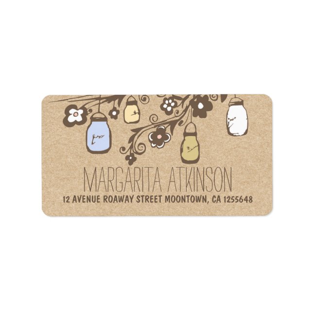 mason jars kraft rustic wedding address labels (Front)