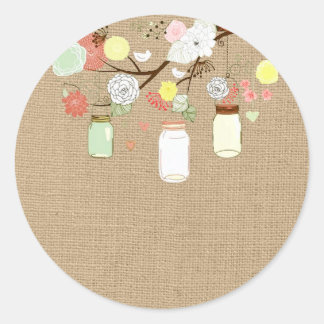 Mason Jars on Faux Burlap Sticker