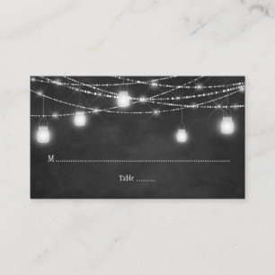 Mason Jars String Lights Chalkboard Place Cards