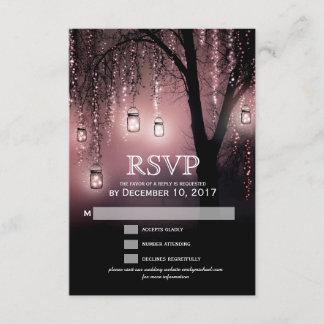 Mason Jars String Lights Elegant RSVP card