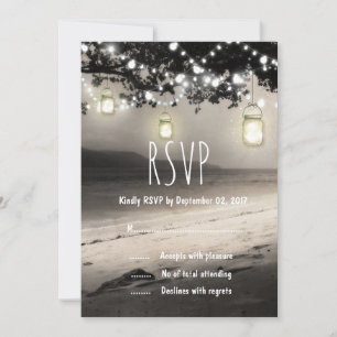 Mason Jars String Lights Elegant Rustic Wedding Invitation