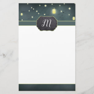 Mason Jars Summer Night Monogrammed Stationery