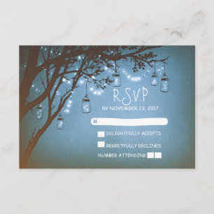 Mason jars tree country rustic wedding RSVP cards