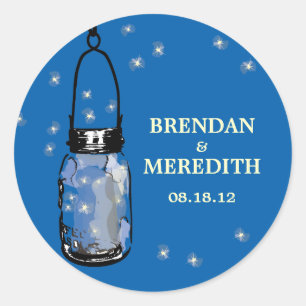 Mason Jars with fireflies Wedding Classic Round Sticker