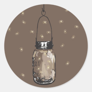 Mason Jars with fireflies Wedding Classic Round Sticker