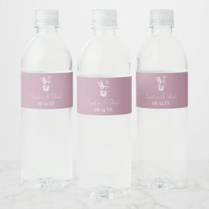 Mason Jars with Flowers Pink Water Bottle Label